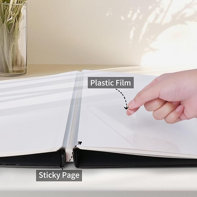 Inspirational Leather Photo Album,Magnetic Self-Stick Page Photo Album,Family Album,Hand Made DIY Albums Holds 3x5, 4x6, 5x7, 6x8 Photos (black-always remember)-BubblyBeeBaby