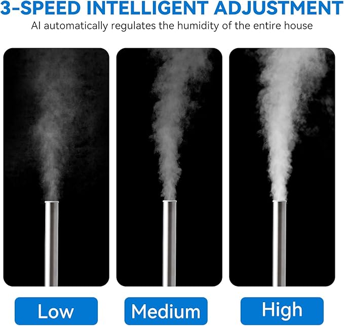 Humidifiers for Bedroom, 5L Quiet Humidifiers for Large Room with Timer, 360°Nozzle, 3 Speed Ultrasonic Cool Mist Humidifier with Humidistat, Suitable for Baby Home Adults Plants (White)-BubblyBeeBaby