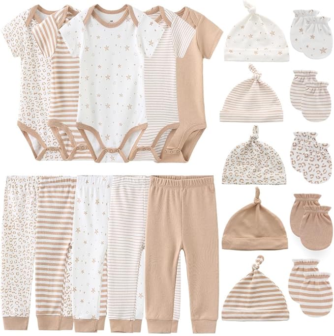 Kiddiezoom Unisex Baby Layette Essentials Giftset Clothing Set 19-Piece For Newborn Baby-BubblyBeeBaby
