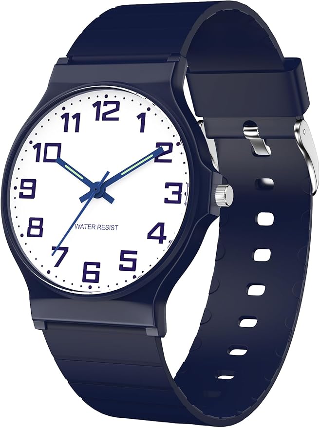 Kids Analog Watch Boys Girls, 30M Waterproof, Sports Watch for Boys, Easy to Read Children's Thin Dial Wrist Watches with Soft Band, for Ages 5-15 Kids Great Birthday Gifts Christmas Day-BubblyBeeBaby