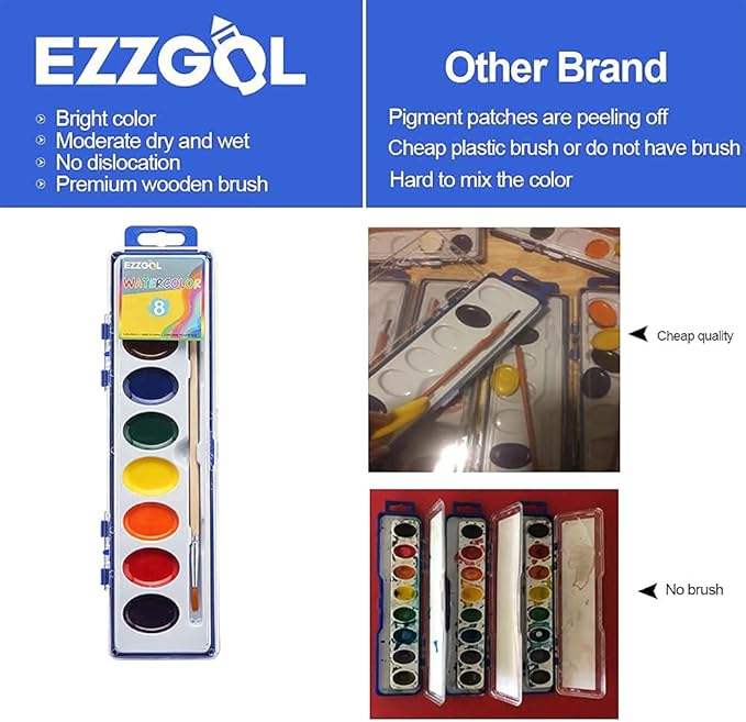 24 Count Watercolor Paints, 8 Colors, Washable, Non-Toxic, Perfect for Kids 3+-BubblyBeeBaby