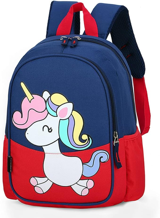 12 inch Kids Small Toddler Preschool Travel Backpack Cool Cute Cartoon Daypack (Little Red Unicorn)-BubblyBeeBaby