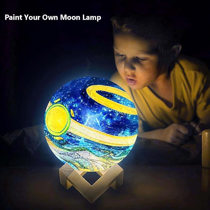 HOLA Paint Your Own Moon Lamp Kit, 2025 Update USB Rechargeable Remote Control, DIY Arts Supplies and Crafts Kit, Ages 6 7 8 9 10 11 12 13 Year Old Girls Boys Kids Birthday Gifts-BubblyBeeBaby