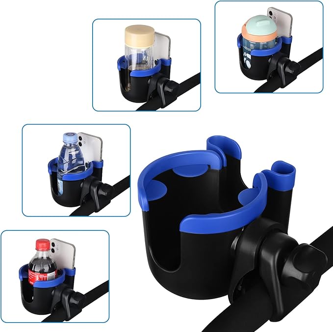 Accmor Stroller Cup Holder with Phone Holder, Bike Cup Holder, Universal Cup Holder for Uppababy Nuna Doona Strollers, 2-in-1 Cup Phone Holder for Stroller, Bike, Wheelchair, Walker, Scooter-BubblyBeeBaby