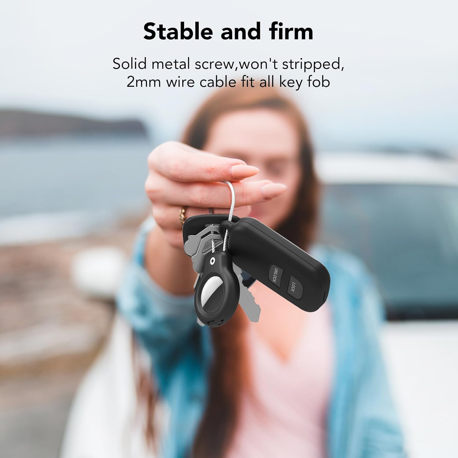 for AirTag Holder Case with Keychain, Air Tags-4 Pack for Apple Air Tag Holder with Wire Cable Lock Key Ring Chain Air Tagholder Accessories for GPS Item Tracker Kids,Keys,Luggage