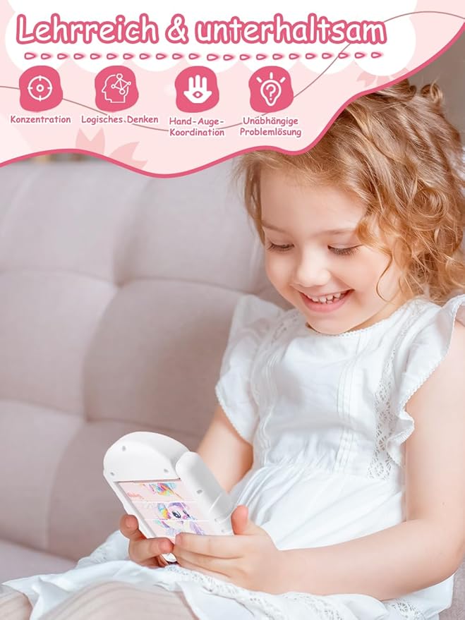 16-Piece Rotating Puzzles for Kids 4-6, Toddlers Puzzles 2-4, Road Trip, Airplane Activities Game, Travel Toys - Brain Teaser, Fine Motor Skills - Birthday Gifts Boys & Girls - Pink Alicorn-BubblyBeeBaby