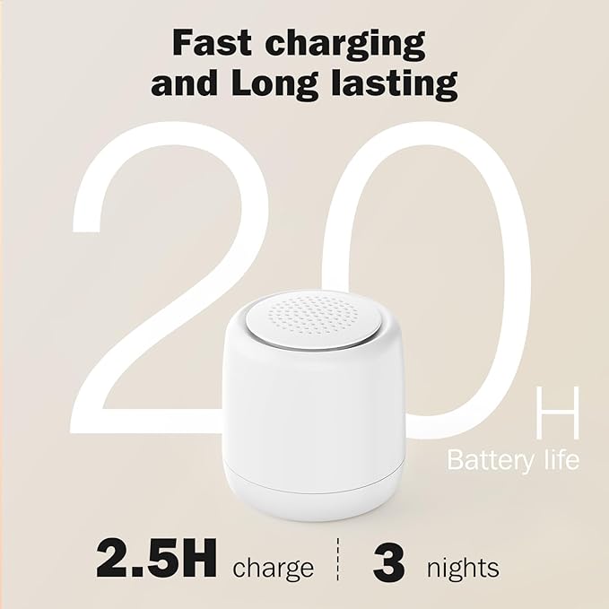 2-Pack Sync Stereo, Paussion Portable Mini Noise White Sleep Sound Machine for Adults Kids Baby 25 Soothing Songs, Auto Timer, Perfect for Travel, Home, Office Privacy-BubblyBeeBaby