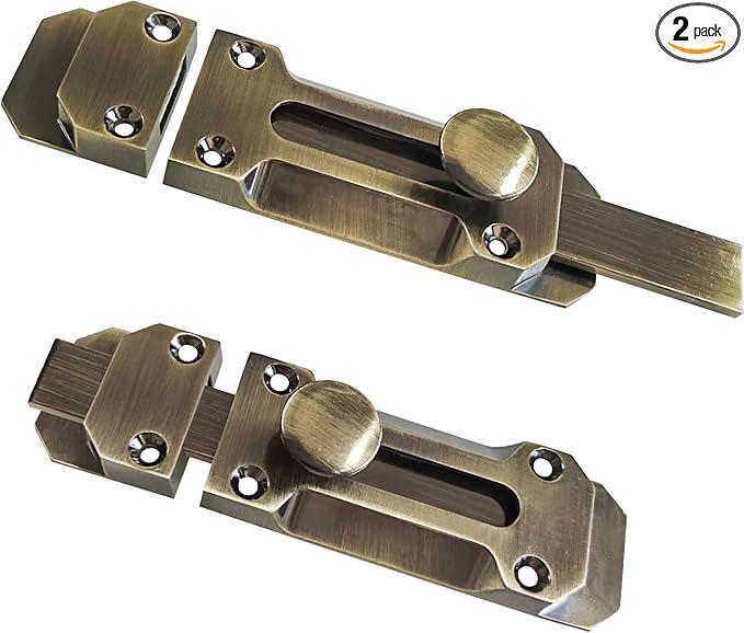 2 pcs Zinc Alloy Sliding Door Lock, Barrel Bolt Cabinet Lock Barrel Bolt Closure Cabinet Door Security Sliding Door Lock for Home Windows and Doors Cabinet Furniture-BubblyBeeBaby