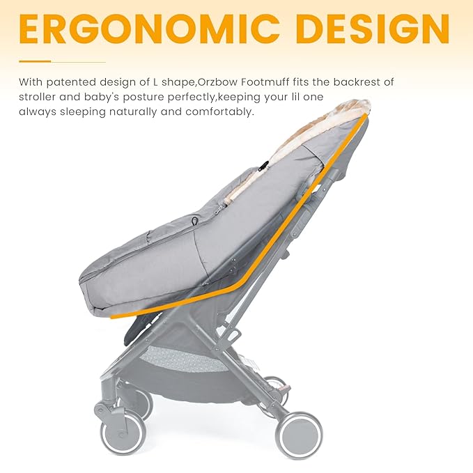 Orzbow Stroller Footmuff Universal | Faux Wool Baby Bunting Bag | Warm, Weather-proof, Adjustable Buckles | Winter Stroller Blanket Cover | Baby Sleeping Bag for Cold Weather Accessories, Light Gray-BubblyBeeBaby
