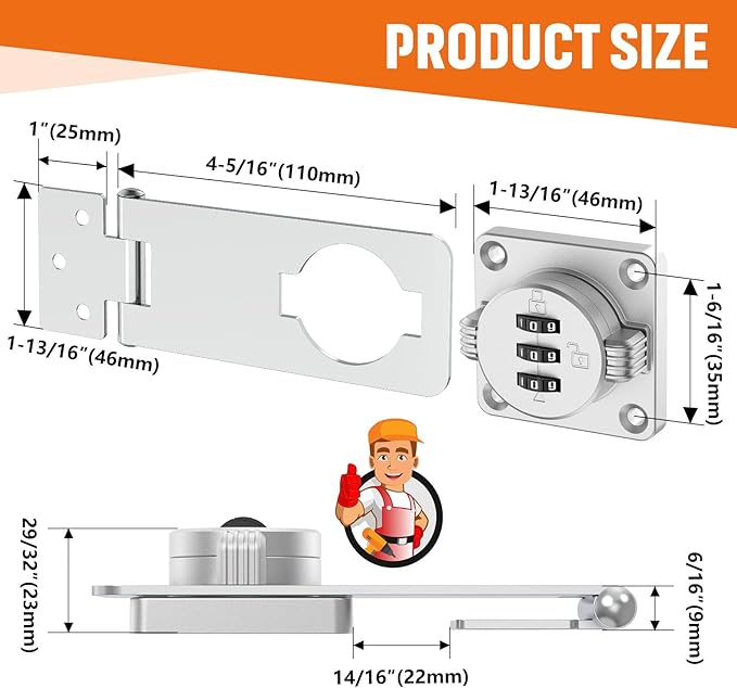 Keyless Cabinet Lock with Combination, Locker Code Lock with 3-Digit Combination, Security Door Lock for Drawers, Lockers, Bifold Doors, Small Doors, Closets, Refrigerators (Silver-1pc)-BubblyBeeBaby