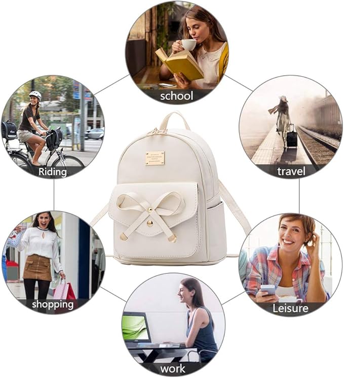 I IHAYNER Girls Bowknot Cute Leather Backpack Mini Backpack Purse for Women-BubblyBeeBaby