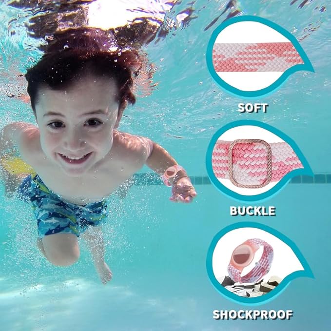 2 Pack Kids Bracelet Compatible with AirTag, GPS Kid Tracker Holder Braided Wristband for Apple Air Tag, 2022 Upgraded Nylon Adjustable Anti Lost Watch Band Fits Airtag for Kids Children Elders-BubblyBeeBaby