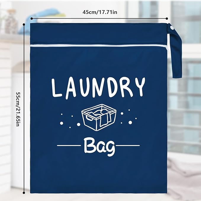 2 Pcs Large Travel Laundry Bags - Waterproof Wet Dry Bags for Gym Clothes, Swimming, Yoga (Wine+Navy)-BubblyBeeBaby