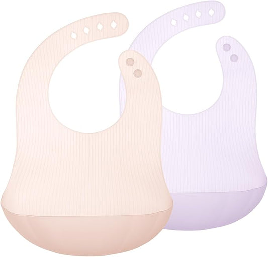 Olababy Fold N Go Silicone Baby Bib w Travel Case | Lightweight Design Eases Pressure Bruising for Infants & Toddlers-BubblyBeeBaby