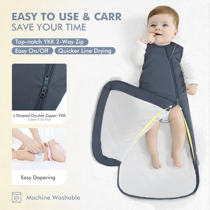 HAPIU Unisex Rayon Made from Bamboo Baby Sleep Sack TOG 1.0, 2-Way Zipper YKK, Wearable Blanket Baby-BubblyBeeBaby