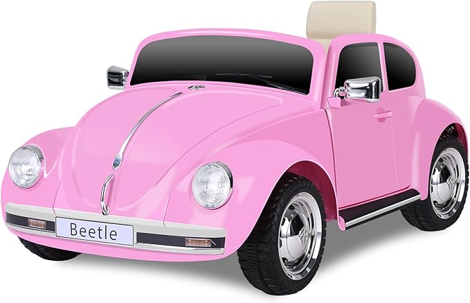 12V Kids Electric Car, Power Wheels with Remote Control, Ride on Car Toys with LED Light, 3 Speeds, Music, Pink-BubblyBeeBaby
