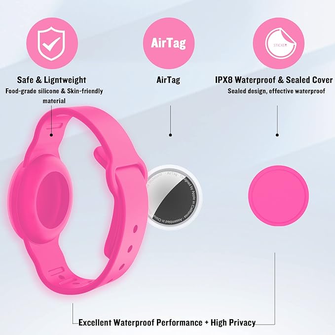 2 Pack Waterproof AirTag Bracelet for Kids, Hidden Silicone Wristband for AirTag, GPS Tracker Case for Air Tag Holder Strap Band for Child Toddler, Secure Anti-Loss Protection(Luminous)-BubblyBeeBaby