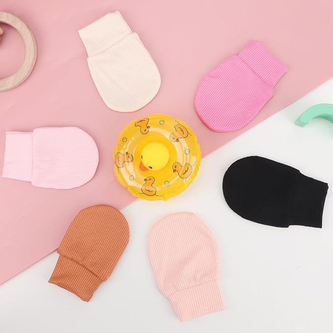 BQUBO 6 Pairs Newborn Baby Boys Girls Mittens 0-6 Months Unisex-Baby Infant Mittens Elastic No Scratch Wrist Gloves-BubblyBeeBaby