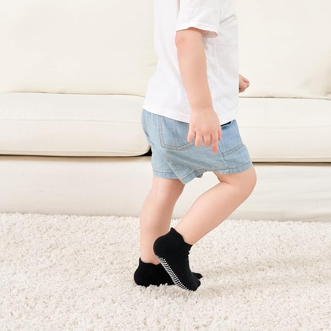 Zaples Baby Non Slip Grip Ankle Socks with Non Skid Soles for Infants Toddlers Kids Boys Girls-BubblyBeeBaby