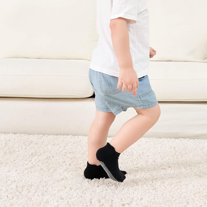 Zaples Baby Non Slip Grip Ankle Socks with Non Skid Soles for Infants Toddlers Kids Boys Girls-BubblyBeeBaby