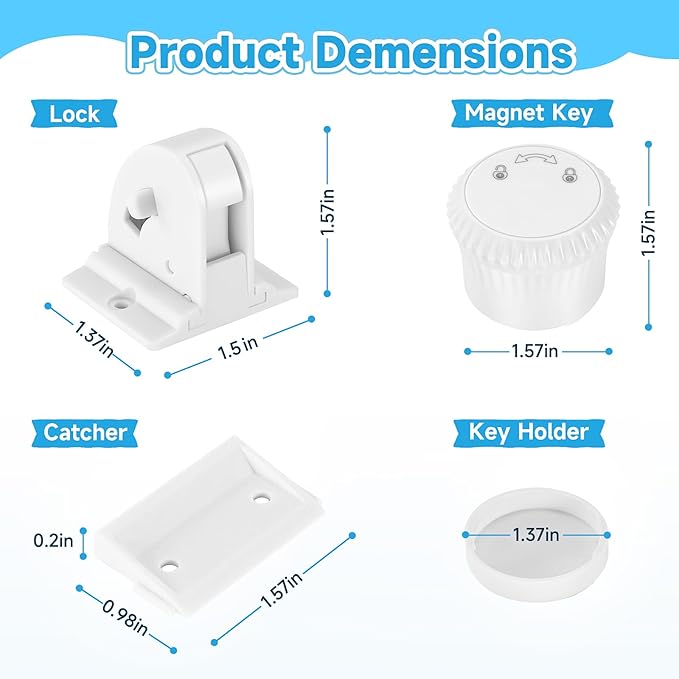 22 Pack Magnetic Cabinet Locks for Child Safety, Drawer Locks Baby Proofing, Magnetic Door Safety Locks for Cabinets and Drawers, Easy Installation No Tools Required (22 Pack and 4 Keys)-BubblyBeeBaby