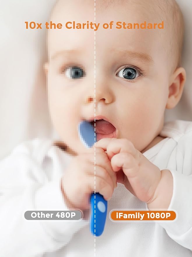 iFamily 7" Large Split Baby Monitor with 2 HD Cameras and Audio, 1080P HD Video Baby Monitor No WiFi,Hack Proof-BubblyBeeBaby