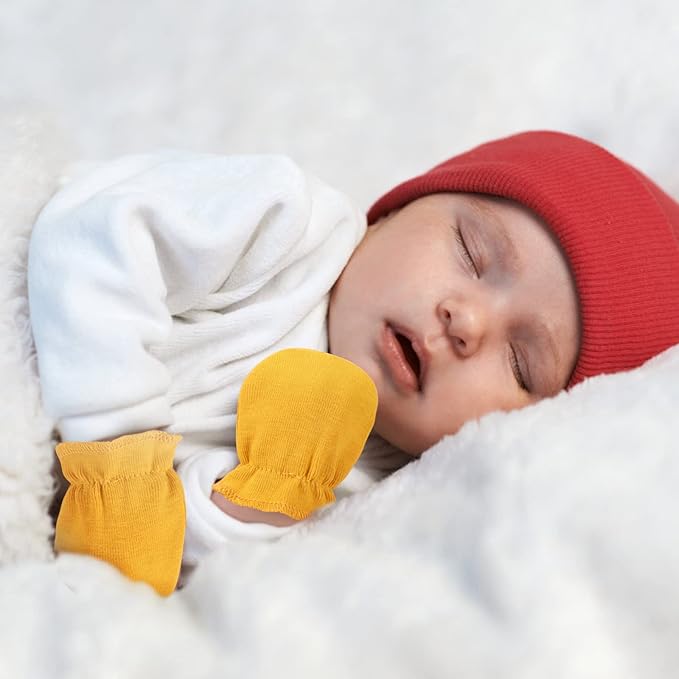 BQUBO Newborn Infant Toddler Mittens No Scratch Cotton Elastic Wrist Gloves Hypoallergenic for 0-6 Months Baby Boys Girls-BubblyBeeBaby