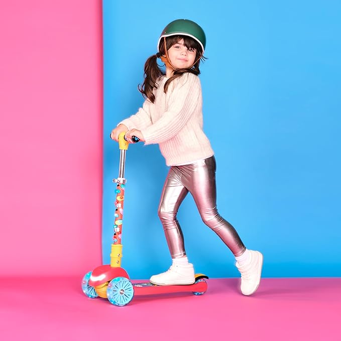 Jetson Character Kids Kick Scooter, LED Lights on Stem & Light-Up Wheels, Lightweight Frame, Height-Adjustable Handlebar, Lean-to-Steer System, Easy-Fold Mechanism-BubblyBeeBaby