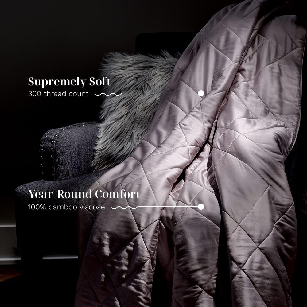 LUXOME Lightweight Blanket | 100% Rayon (Viscose) from Bamboo Fabric & Fill | Full/Queen - 86"x92" | Super Soft | Thermal-Regulating | Dove