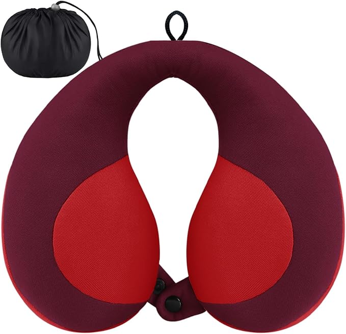 INFANZIA Kids Chin Supporting Travel Neck Pillow, Helps Support Head and Neck, Comfortably Designed for Head, Neck, and Chin Support - Gifts for Toddler/Child/Kids, Red-BubblyBeeBaby