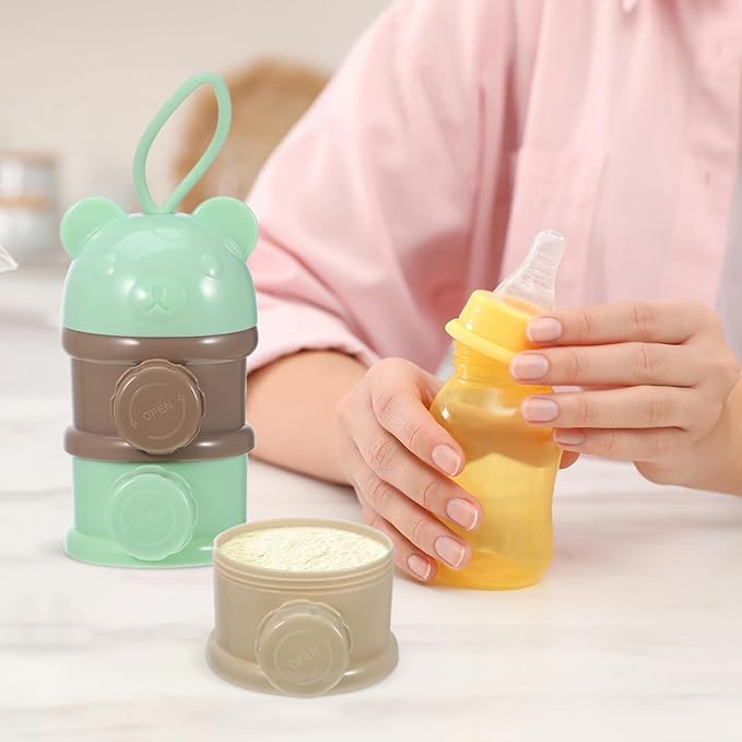 IMIKEYA Stackable Formula Dispenser - 4-Layer Milk Powder Container for Travel Light Green-BubblyBeeBaby