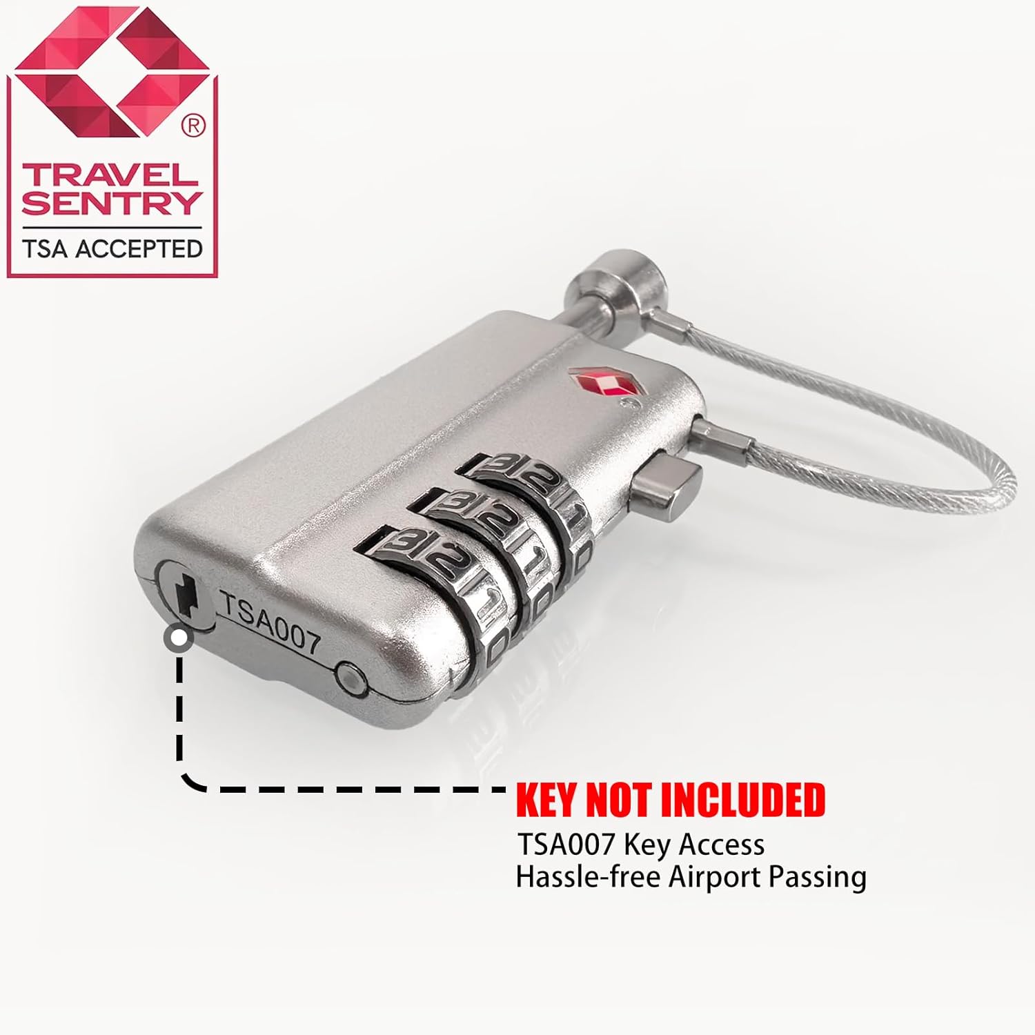 UPGRADED Gun Case Lock - Adjustable Alloy Handle, TSA Approved Gun Safe Lock, High Security Cable Locks, Secure Code Packlock for Gun Cases, Firearm Cases, Toolboxes, Travel Luggage, Silver