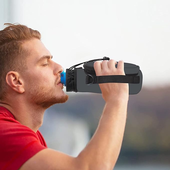 icolor Water Bottle Carrier Bag with Strap 25/32/40 oz Crossbody Bottle Holder with Phone Pocket Sling Sleeve Insulated Neoprene Water Bottle Pouch for Walking Travelling-BubblyBeeBaby