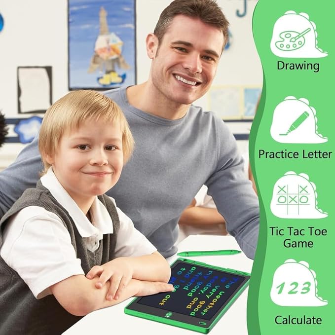 Hockvill LCD Writing Tablet for Kids 8.8 Inch, Toys for Girls Boys Drawing Pad for 3 4 5 6 7 Year Old Kid, Toddler Magnetic Doodle Board Travel Essentials Christmas Birthday Gift for Children (Green)-BubblyBeeBaby