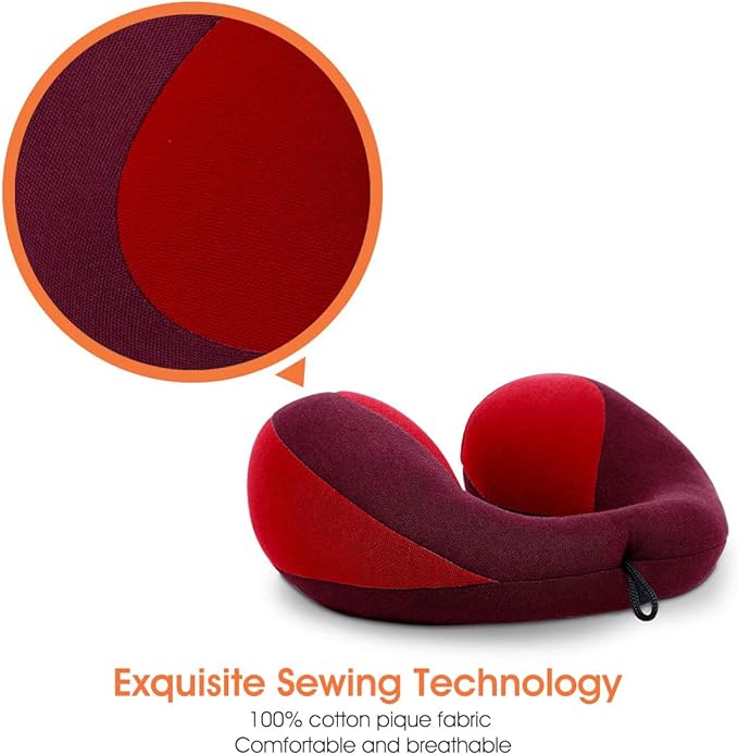 INFANZIA Kids Chin Supporting Travel Neck Pillow, Helps Support Head and Neck, Comfortably Designed for Head, Neck, and Chin Support - Gifts for Toddler/Child/Kids, Red-BubblyBeeBaby