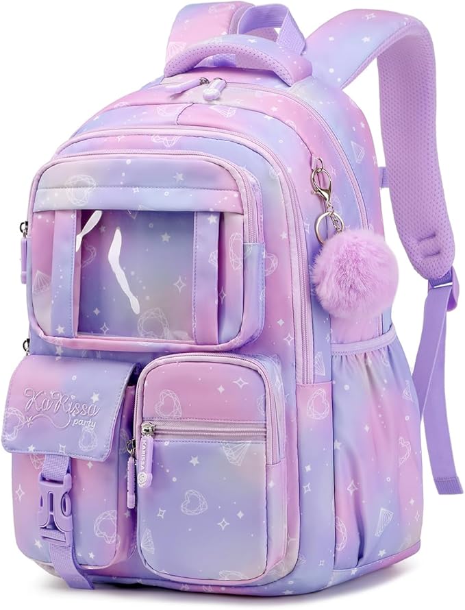 Kids Backpack for Girls - School Bags for Middle School Students - Book Bag for Elementary Primary - Kawaii Ita Backpack - Purple-BubblyBeeBaby