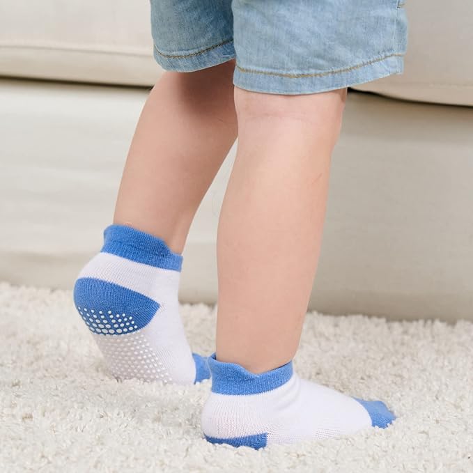 Zaples Baby Non Slip Grip Ankle Socks with Non Skid Soles for Infants Toddlers Kids Boys Girls-BubblyBeeBaby