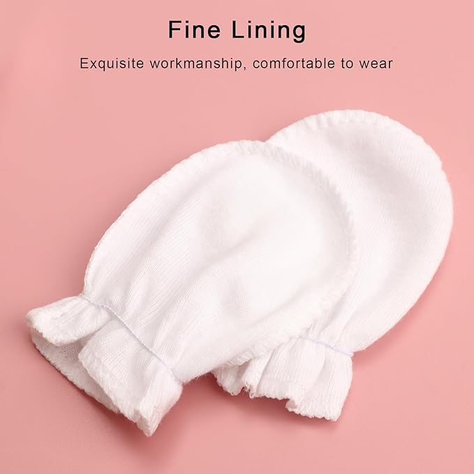 Newborn Baby Mittens No Scratch Cotton Elastic Wrist Gloves Infant Toddler Mittens for Baby Boy Girl 0-6 Months-BubblyBeeBaby