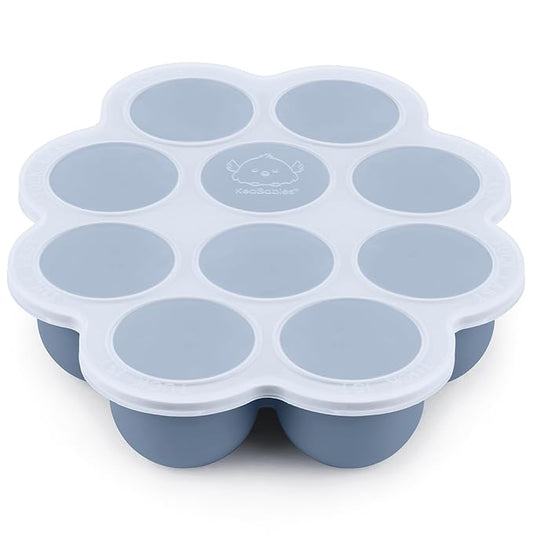 KeaBabies Silicone Food Freezer Trays with Lid, 2oz x 10 Pods Baby Food Storage Containers, Easy Puree Meal Prep, Breast Milk Silicone Freezer Molds, Dishwasher, Microwave Safe, BPA-Free (Slate)-BubblyBeeBaby