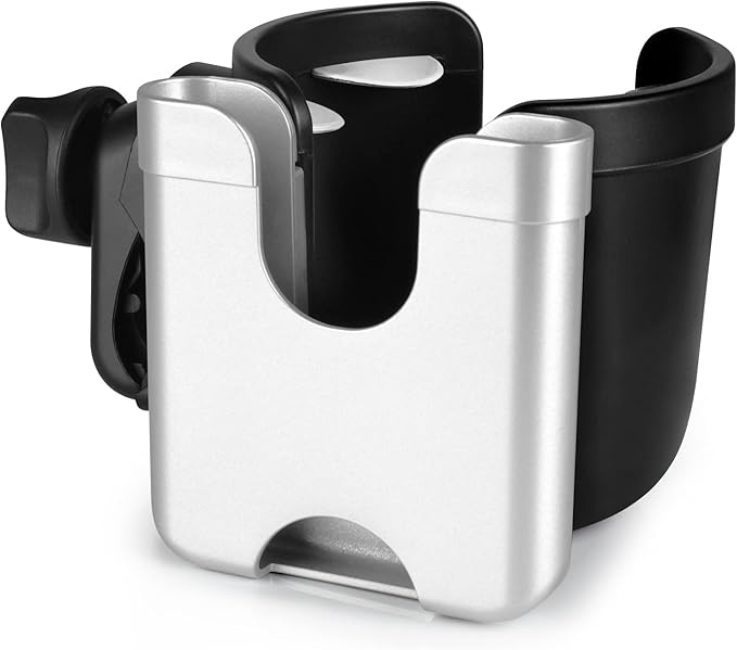 Accmor Stroller Cup Holder with Phone Holder, Bike Cup Holder, Universal Cup Holder for Uppababy Nuna Doona Strollers, 2-in-1 Cup Phone Holder for Stroller, Bike, Wheelchair, Walker, Scooter-BubblyBeeBaby
