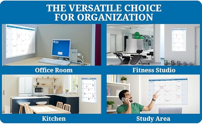 24" x 18" Sky Blue Vertical 30-Day Dry-Erase Task, Goals and Objective 1-Month erasable Wall Planner Calendar. Complete with Fine Tip Dry-Erase Marker and Eraser-BubblyBeeBaby