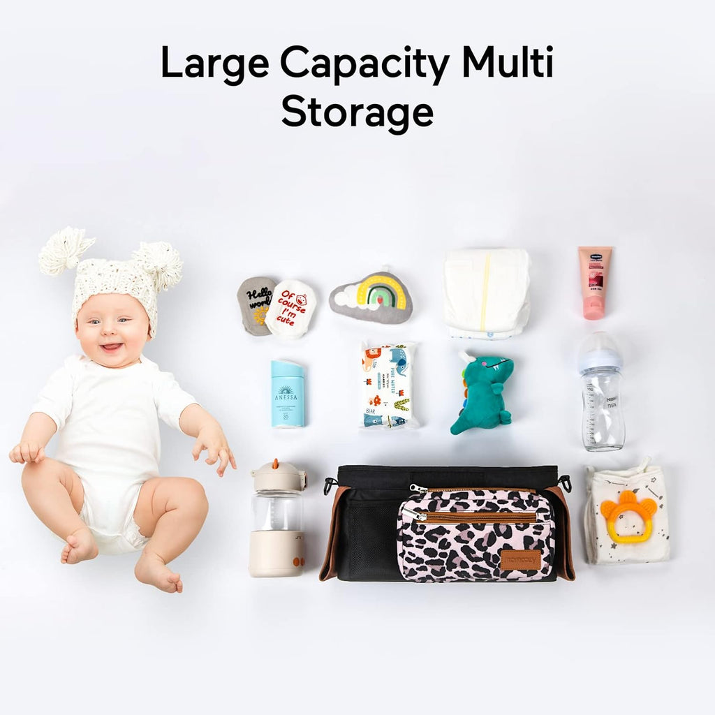 Momcozy Universal Stroller Organizer with Insulated Cup Holder Detachable Phone Bag & Shoulder Strap, Fits for Stroller like Uppababy, Baby Jogger, Britax, BOB, Umbrella and Pet Stroller