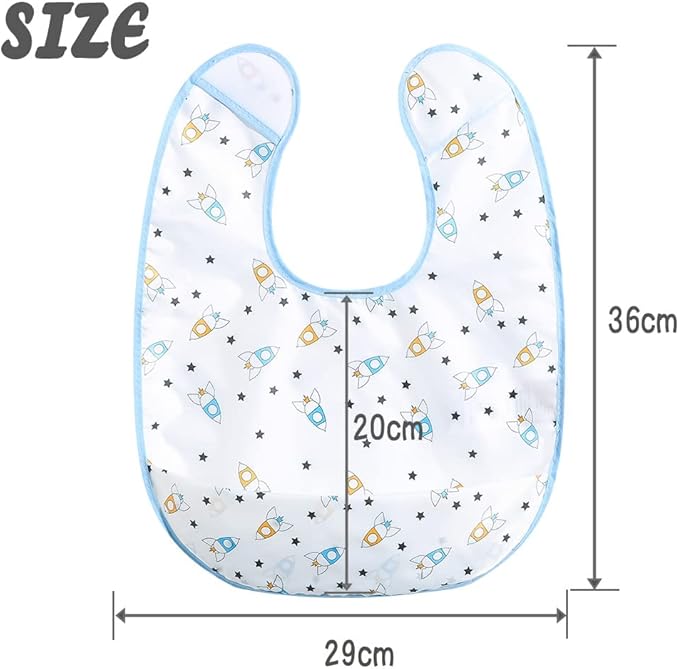 Baby bibs Waterproof Toddler bib - Feeding bib with Pocket for Infant Boy Girl Washable 6-36M-BubblyBeeBaby