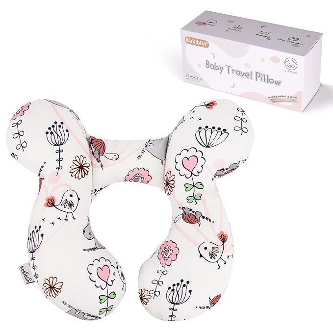KAKIBLIN Baby Neck Pillow, Upgraded Baby Support Pillow,Babies Head Pillow,Neck Support Pillow for for Car Seat,Pushchair,Travel (Hippo)-BubblyBeeBaby