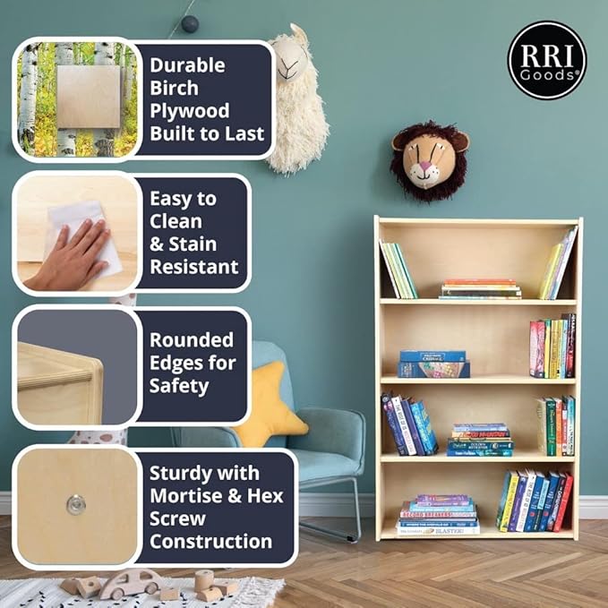 2-Shelf Kids Bookshelf & Toy Storage Organizer | 3-Section Montessori Shelves for Home & Classroom Organization & Storage-BubblyBeeBaby