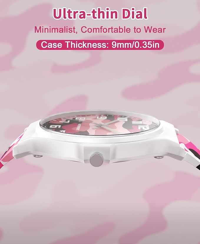 Kids Analog Watch Boys Girls, 30M Waterproof, Sports Watch for Boys, Easy to Read Children's Thin Dial Wrist Watches with Soft Band, for Ages 5-15 Kids Great Birthday Gifts Christmas Day-BubblyBeeBaby