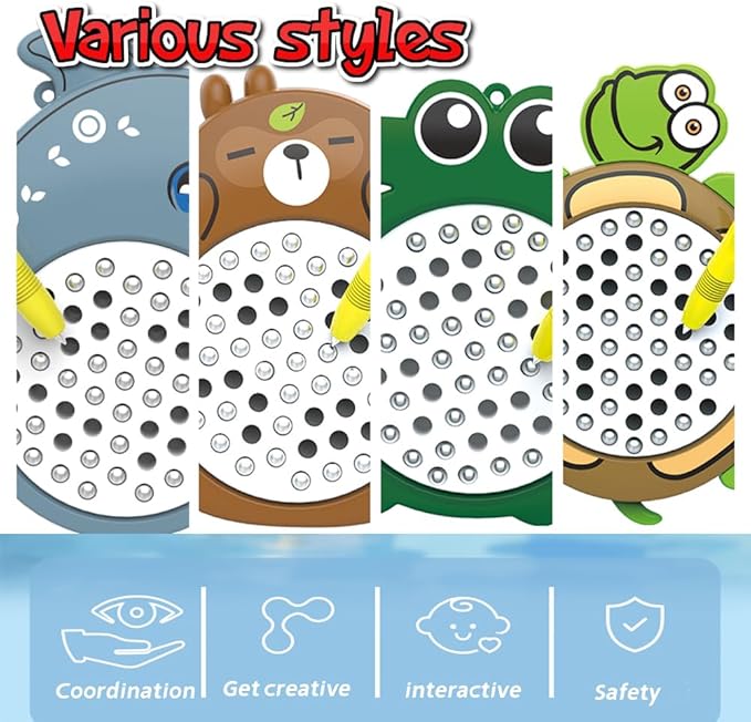 1PCS Crocodile Magnetic Drawing Board for Kids & Toddlers with Beads and Magnet Stylus Pen - Magnetic Travel Toy for Airplane & Car Ride Activities for Kids-BubblyBeeBaby