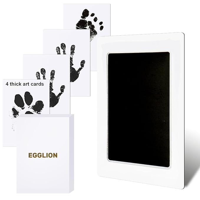 Inkless Baby Hand and Footprint Kit with Mess-Free Ink Pad – Baby Safe Ink Pad for Hand, Foot & Paw Prints – Newborn Footprint & Paw Print Kit for Dogs and Cats – 16 Cards(Jet Black, Jumbo)-BubblyBeeBaby