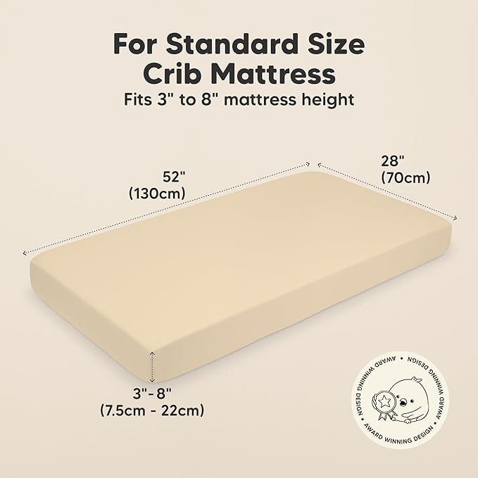 KeaBabies 2-Pack Organic Crib Sheets for Boys, Girls - 52x28 Fitted Crib Mattress Sheet Neutral, Breathable Jersey Cotton Cover for Baby Bed, Toddler Mattress, Soft & Cute Prints (Khaki)-BubblyBeeBaby