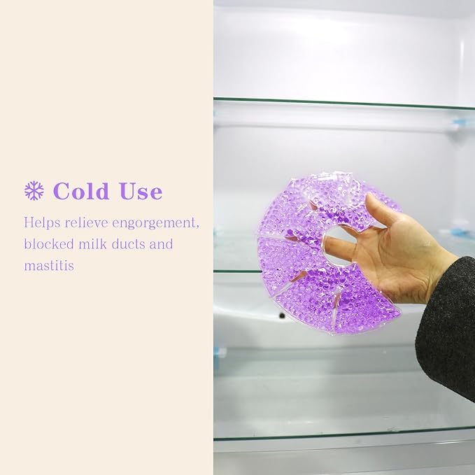 Hot/Cold Breast Gel Bead Ice Packs Breast Cooling/Heat Pads Relief for Breastfeeding, Nursing Pain, Mastitis, Engorgement, Swelling, Plugged Ducts | Boost Milk Let-Down & Production,2 Pack (Purple)-BubblyBeeBaby